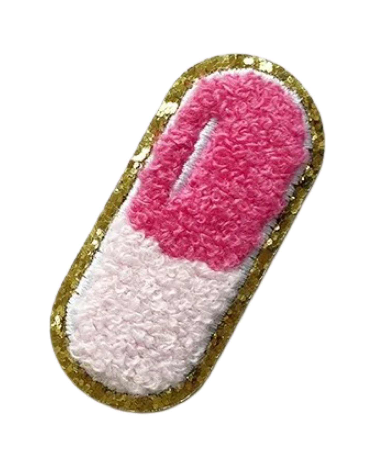 Pink Pill Self Adhesive Chenille Patch
