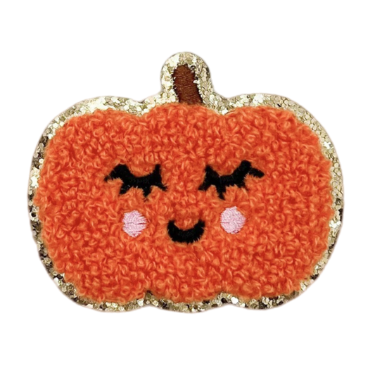 Orange Pumpkin Self Adhesive Chenille Patch