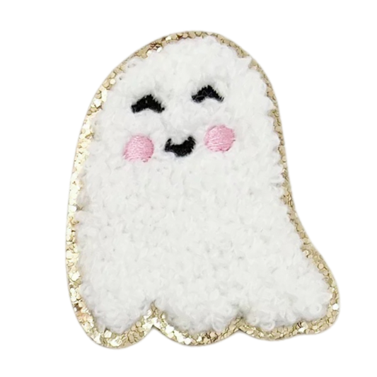 White Ghost Self Adhesive Chenille Patch