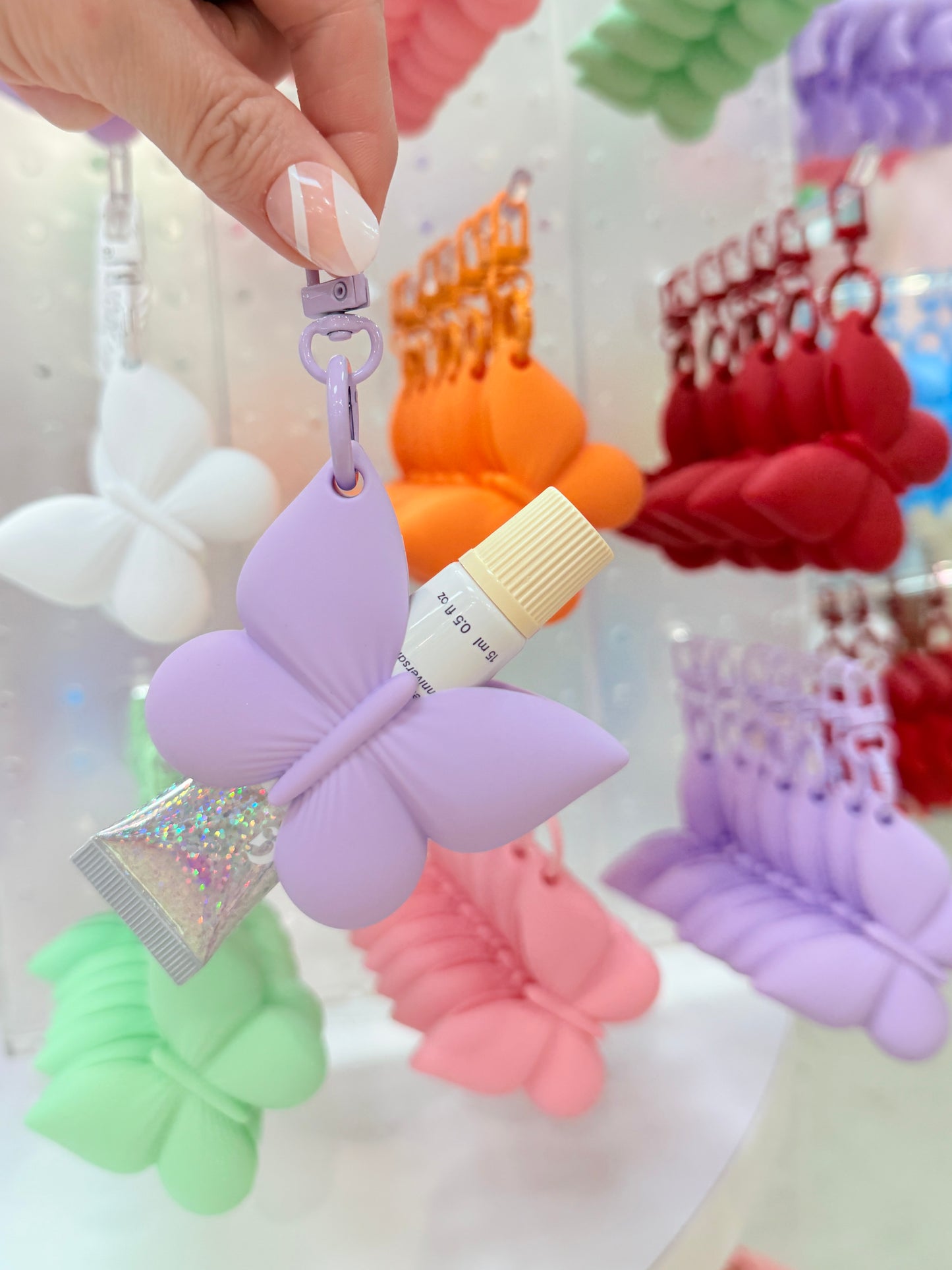 Lip Gloss Holder Keychain - Butterfly