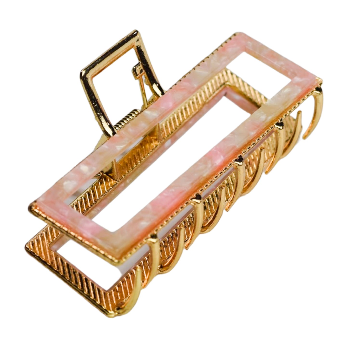 Metal Claw Clip in Pink Rectangle