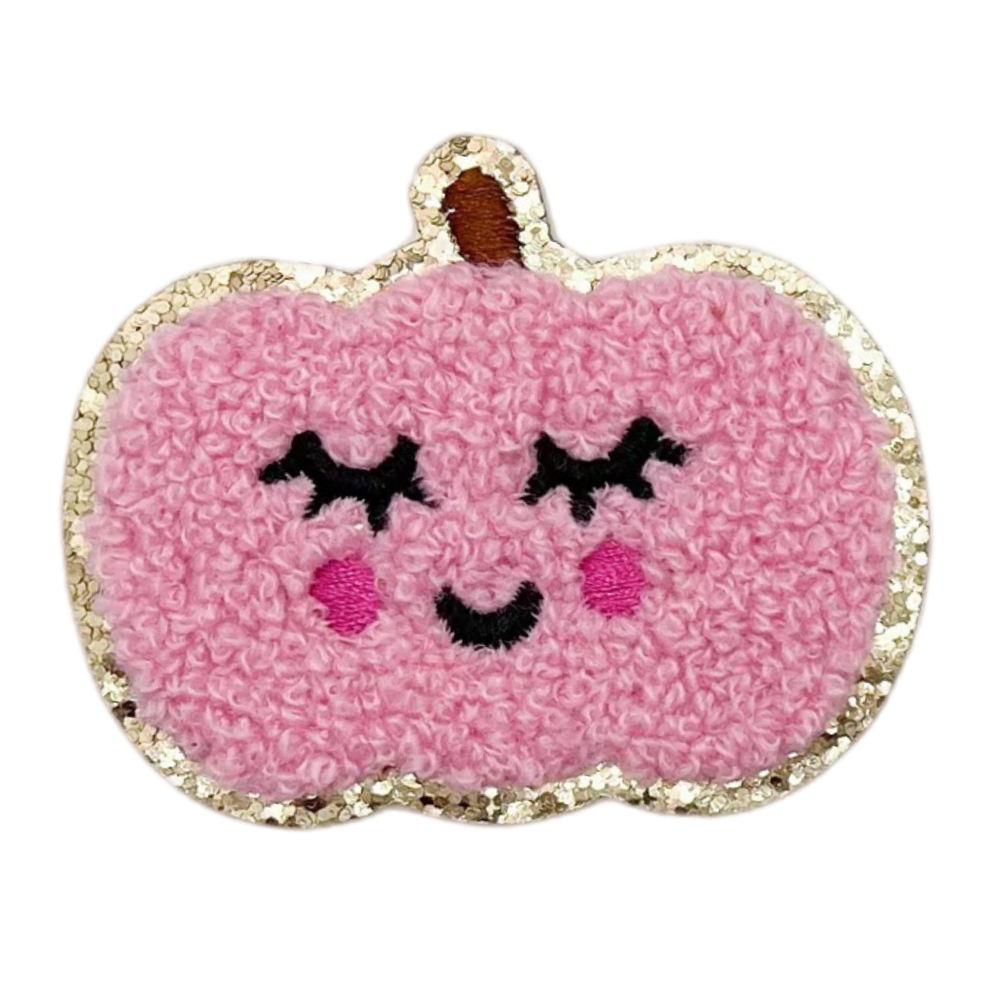 Pink Pumpkin Self Adhesive Chenille Patch