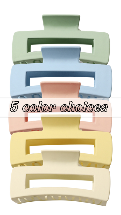 Large Pastel Rectangular Claw Clip (5 colors)